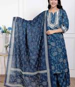 Miravan women's gota patti cotton kurta paired with palazzo and dupatta