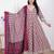 Miravan women's cream embroidered cotton anarkali kurta and dupatta
