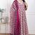 Miravan women's cream embroidered cotton anarkali kurta and dupatta