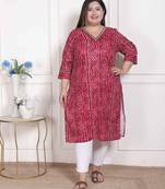 Miravan womens plus size bandhej printed rayon kurta magenta