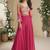 Pink chinon silk embroidered western plazzo suit