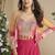 Pink chinon silk embroidered western plazzo suit