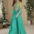 Turquoise chinon silk embroidered western plazzo suit