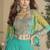 Turquoise chinon silk embroidered western plazzo suit