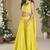Yellow chinon silk embroidered western plazzo suit