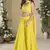 Yellow chinon silk embroidered western Palazzo suit