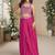 Rani pink chinon silk embroidered western plazzo suit