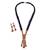 Traditional temple and flower design black bead gold plated long bead chain mangalsutra set for women