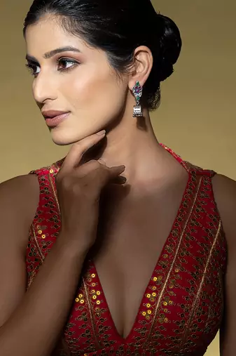 Multi-stone silver earrings