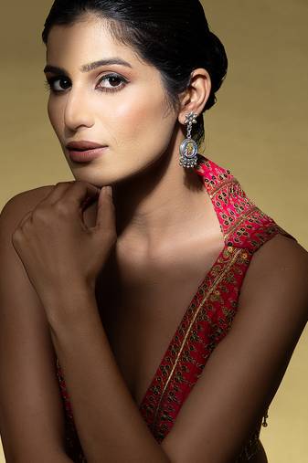 Handcrafted goddess motif earrings