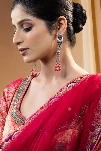 Crimson tassel earrings
