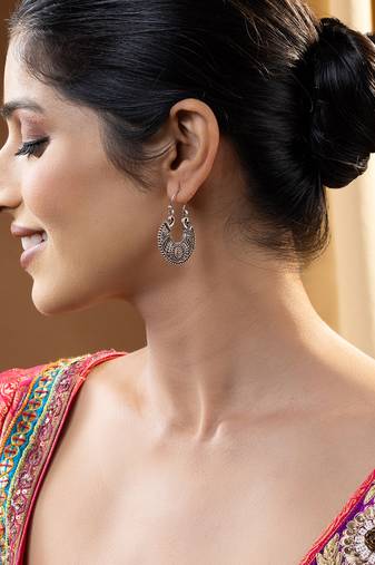 Silver engraved earrings