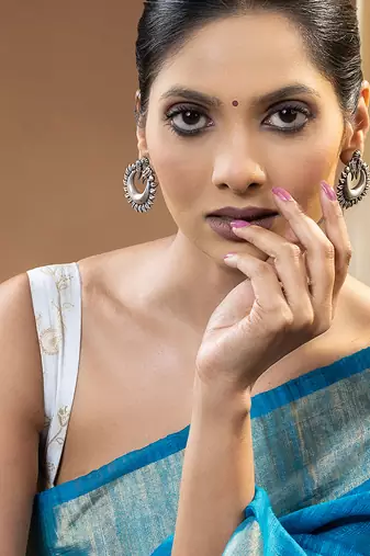 Crescent motif silver earrings