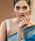 Crescent motif silver earrings