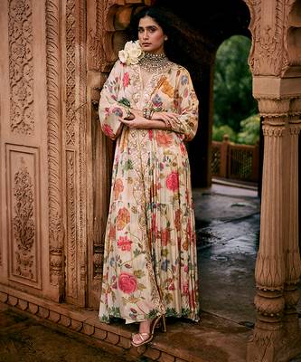 Multicolor printed crepe kaftan 1