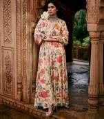 Multicolor printed crepe kaftan