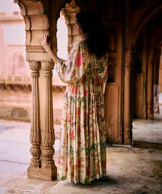 Multicolor printed crepe kaftan 4