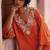 Rust embroidered modal silk kurta set