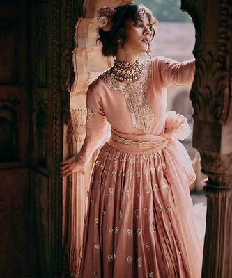 Pink embroidered silk anarkali 3