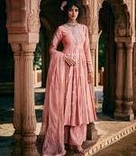 Pink embroidered silk anarkali
