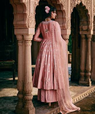 Pink embroidered silk anarkali 4