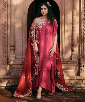 Rani-pink embroidered silk co ord sets 1