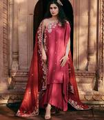 Rani-pink embroidered silk co ord sets