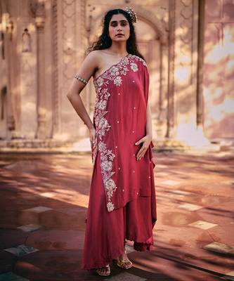 Rani-pink embroidered silk co ord sets 2