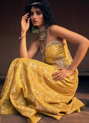 Yellow embroidered jacquard jumpsuit 2
