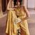 Yellow embroidered crepe jumpsuit