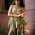 Green printed silk kurta set