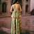 Green printed silk kurta set