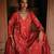 Red embroidered modal silk anarkali
