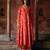 Red embroidered modal silk anarkali