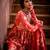 Red printed silk kurta set