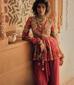 Red printed crepe co ord set