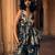 Blue printed silk kurta set