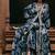 Blue printed crepe kaftan