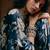 Blue printed crepe kaftan