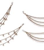 Marvellous 3 string long chain gold plated combo set of 2 pearl ear-chain(kaanchain) for women