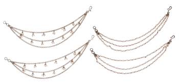 Traditional trendy 3 string long chain gold plated combo set of 2 pearl ear-chain(kaanchain) for women 1