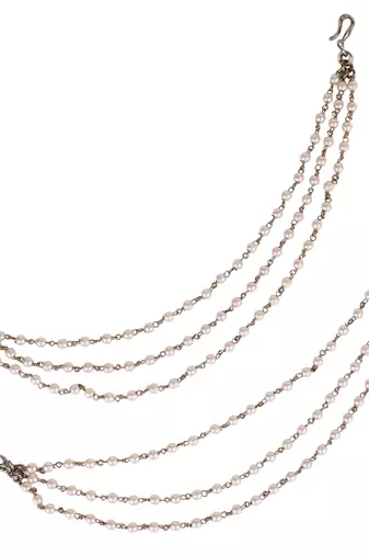 Traditional trendy 3 string long chain gold plated combo set of 2 pearl ear-chain(kaanchain) for women