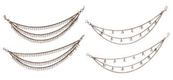 Pleasing 3 string long chain gold plated combo set of 2 pearl ear-chain(kaanchain) for women 1