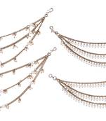 Splendid 3 string long chain gold plated combo set of 2 pearl ear-chain(kaanchain) for women