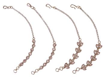Traditional leaf design long chain gold plated combo set of 2 ear-chain(kaanchain) for women 1