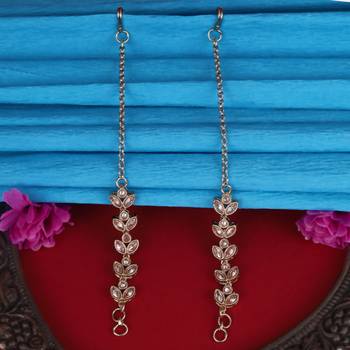 Traditional leaf design long chain gold plated combo set of 2 ear-chain(kaanchain) for women 2