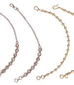 Traditional round shape long chain gold plated combo set of 2 ear-chain(kaanchain) for women