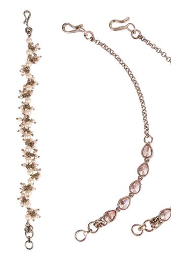 Traditional superb long chain gold plated pearl guchha combo set of 2 ear-chain(kaanchain) for women