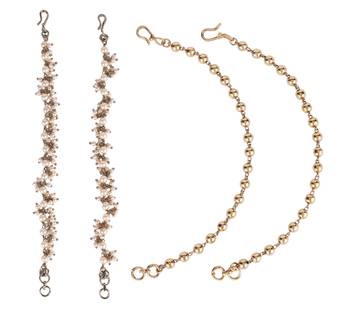 Fascinating golden balls gold plated combo set of 2 ear-chain(kaan chain) for women 1
