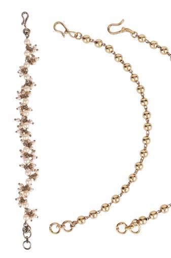 Fascinating golden balls gold plated combo set of 2 ear-chain(kaan chain) for women
